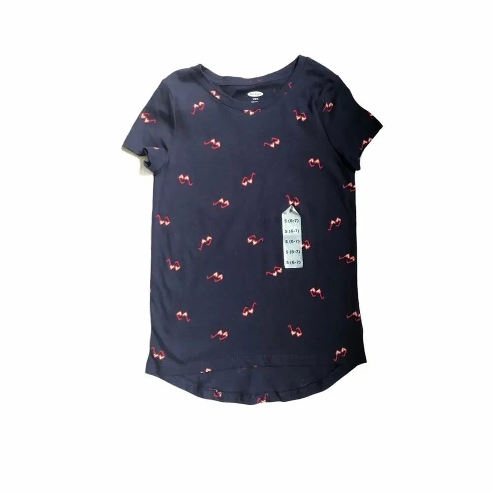 Old Navy Girls Short Sleeve Crewneck  Sunglasses Print Tee Sz  S(6-7)